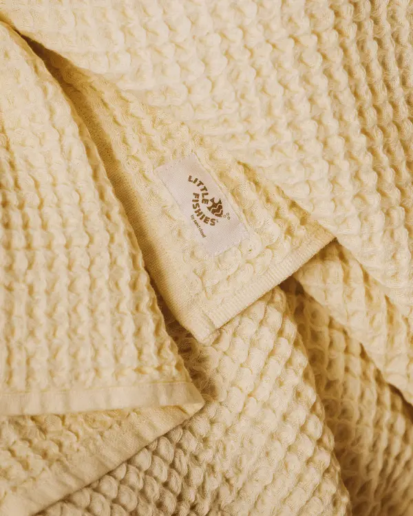 Little Fishies Waffle Blanket - Butter | Sand Cloud - Image 4