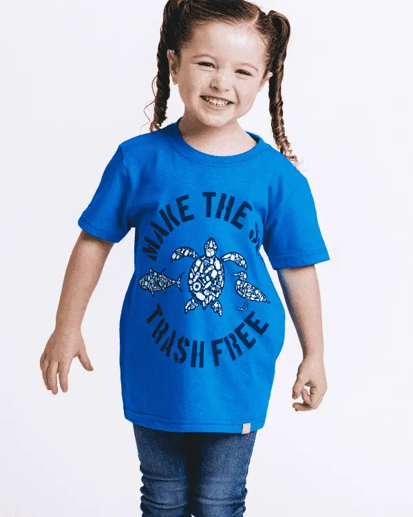 Make The Sea Trash Free Kids Tee - Sapphire Blue | Sand Cloud