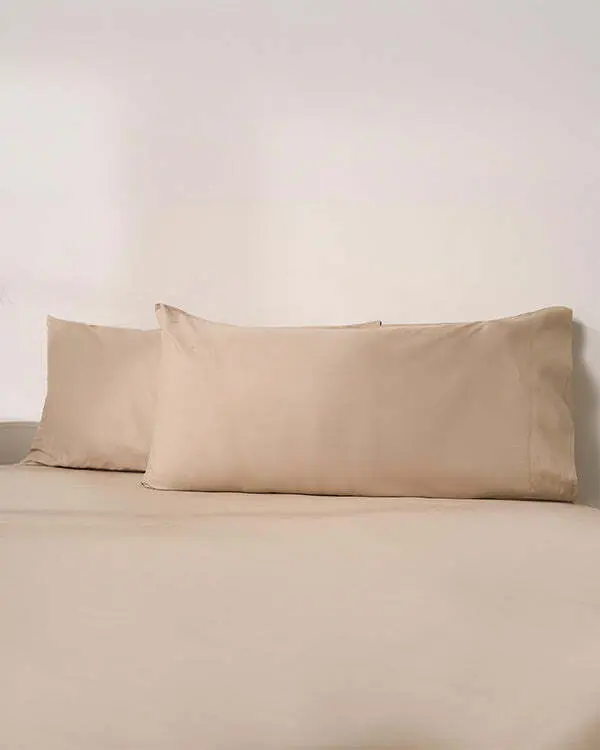 Signature Percale Solid Pillowcase Set Beige | Sand Cloud - Image 2