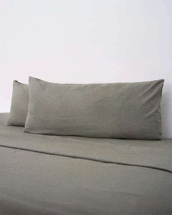Classic Micro Twill Solid Melange Pillowcase Set Moss | Sand Cloud - Image 5