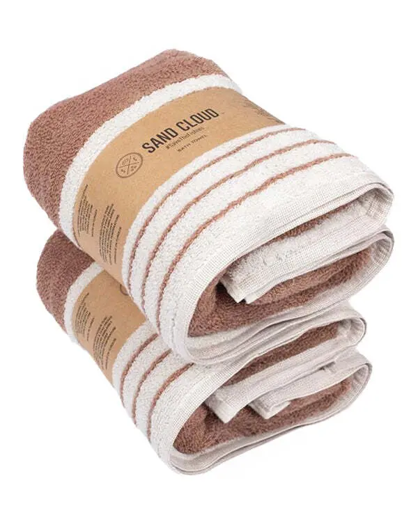 Micro Stripe Bath Bundle - 2 Pack - Warm Taupe | Sand Cloud