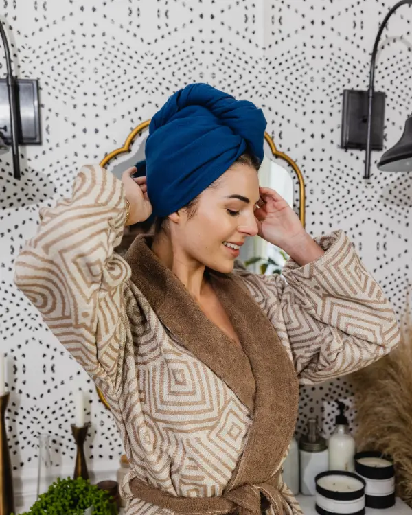 Alternative view of Terra Hair Towel - Navy | Sand Cloud
