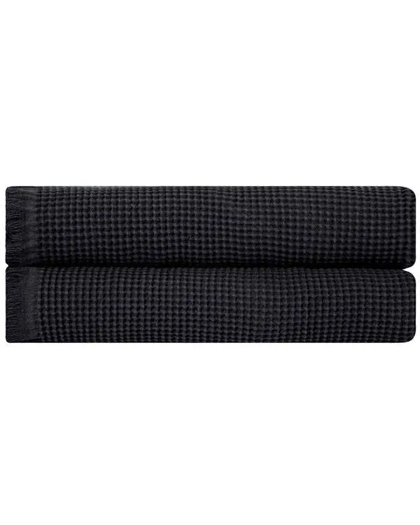 Micro Waffle XL Bath Bundle - 2 Pack - Black | Sand Cloud - Image 3