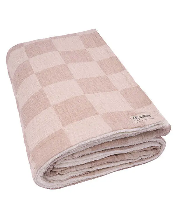 Cloud Checker Plush Blanket - Beige | Sand Cloud - Image 4