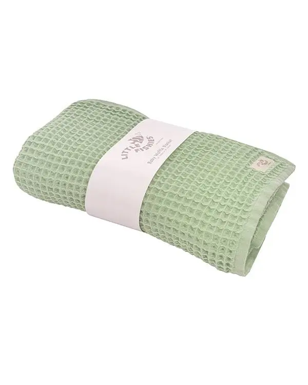 Little Fishies Waffle Blanket - Sage | Sand Cloud - Image 6