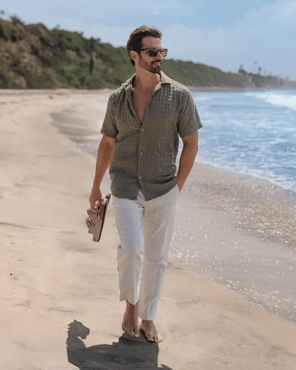 Orb Button Down Waffle Shirt - Olive - Mens | Sand Cloud - Image 3