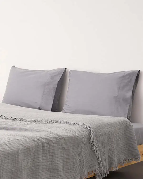 Alternative view of Signature Percale Solid Pillowcase Set Grey | Sand Cloud