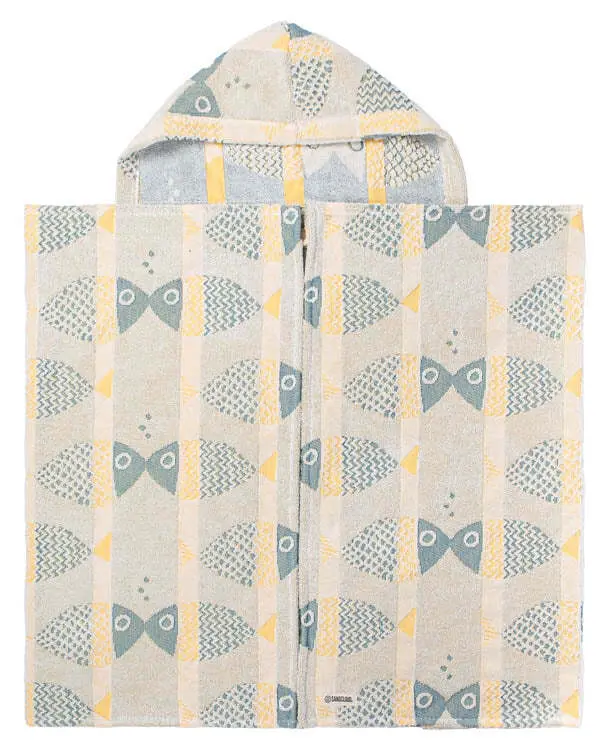 Fishies Hooded Kids Bath Towel | Sand Cloud