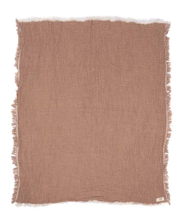 Little Fishies Gauze Receiving Blanket - Warm Taupe | Sand Cloud - Image 3