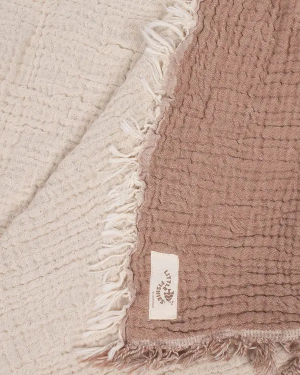 Little Fishies Gauze Receiving Blanket - Warm Taupe | Sand Cloud - Image 6
