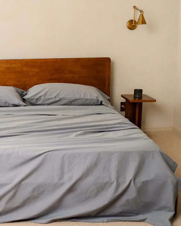 Signature Percale Solid Flat Top Sheet Grey | Sand Cloud - Image 5