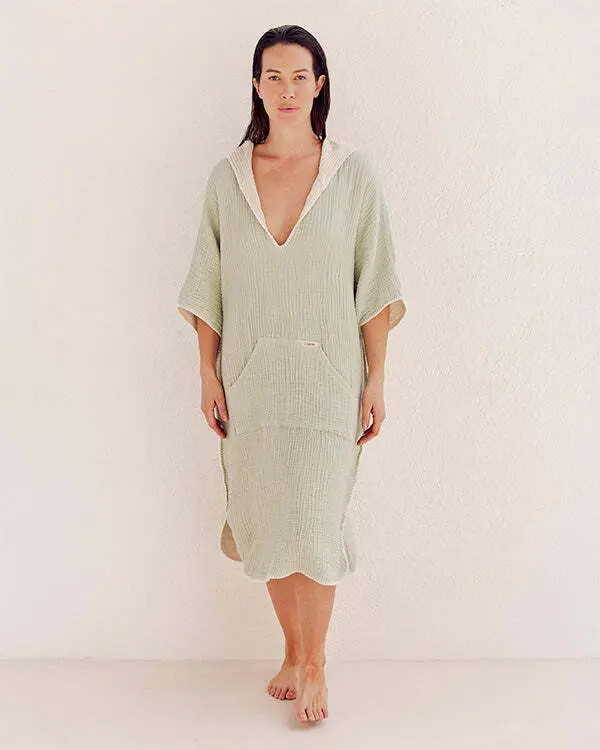 Falta Gauze Hooded Poncho - Sage | Sand Cloud - Image 6