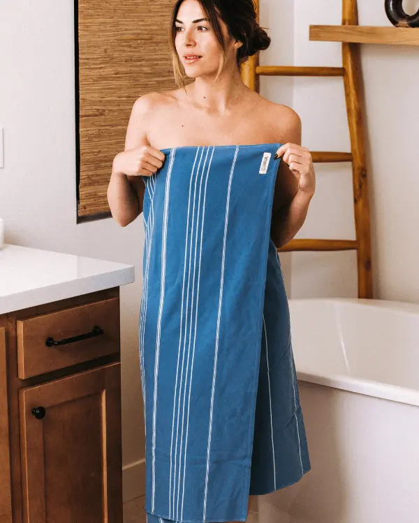 Alternative view of Classic Fringeless XL Bath Bundle - Slate Blue - 2 Pack | Sand Cloud